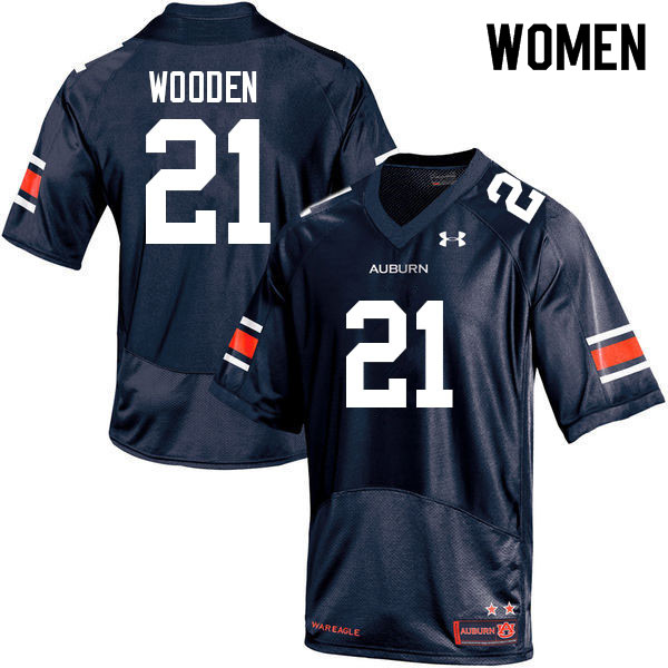 Women's Auburn Tigers #21 Caleb Wooden Navy 2022 College Stitched Football Jersey